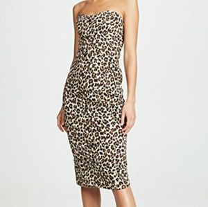 Veronica Beard Leopard Denim Strapless Dress